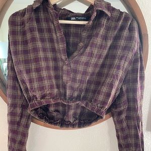 Long sleeve cropped flannel